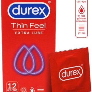 דורקס THIN FEEL EXTRA LUBE קונדומים דקים בתוספת חומר סיכה לתחושה אינטימית