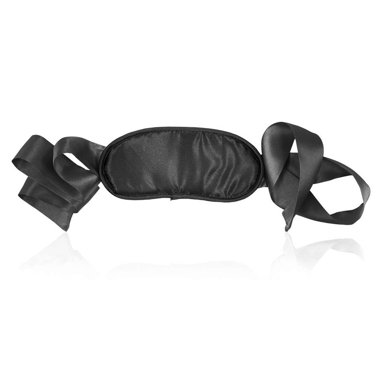 כיסוי עיניים עם קשירת סרט סטן שחור