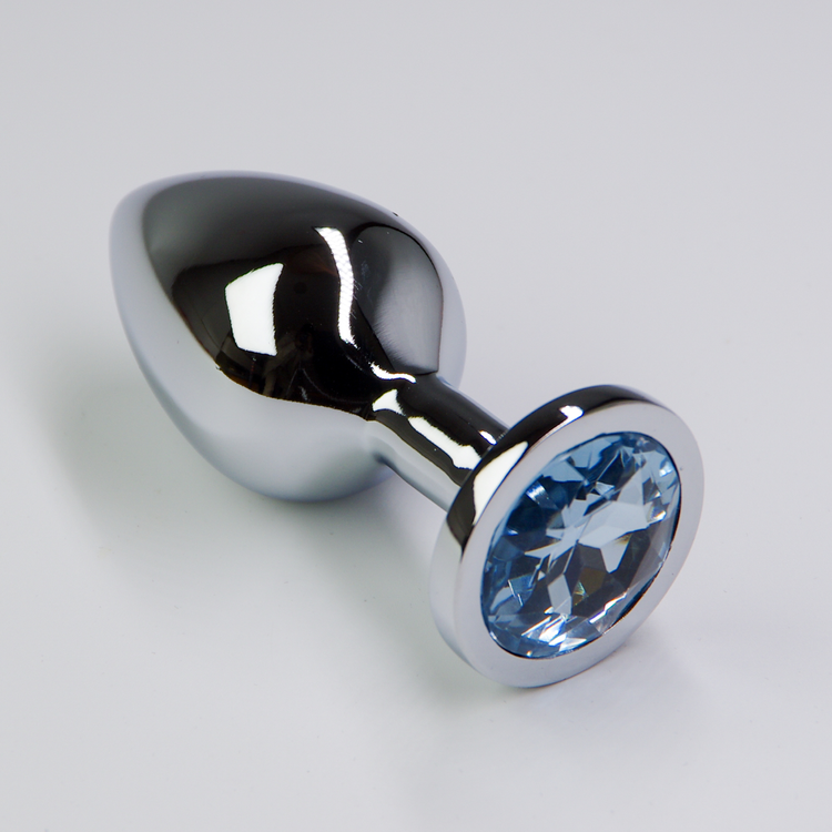 פלאג מתכת יהלום תכלת - קטן / 28 מ"מ