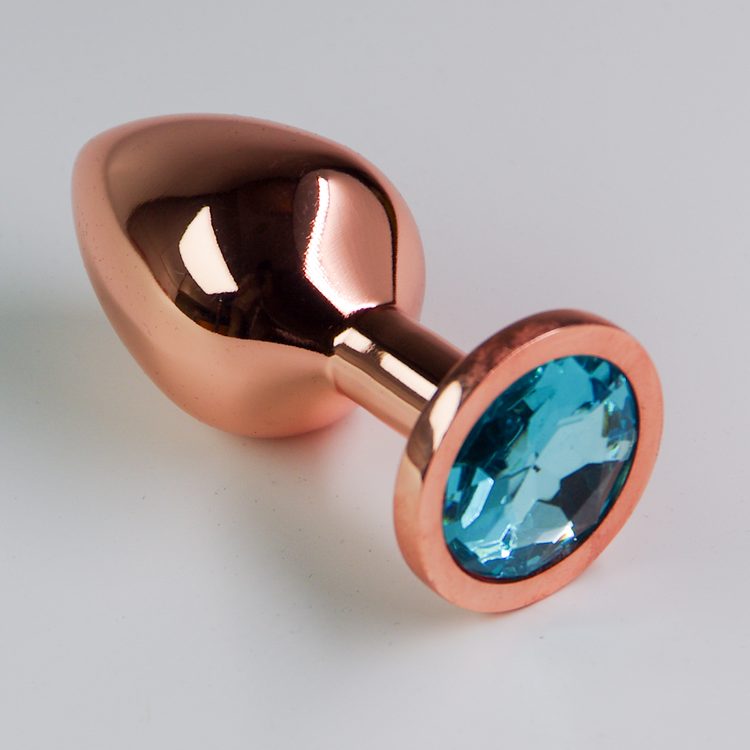 פלאג מתכת רוז גולד יהלום כחול מים עמוקים - בינוני / 35 מ"מ