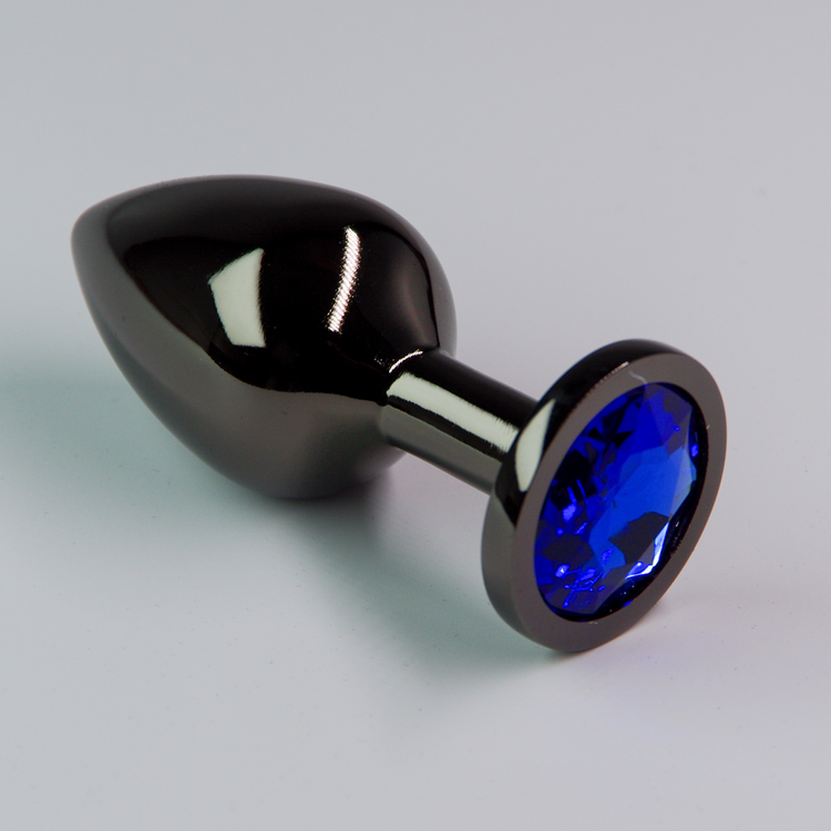 פלאג מתכת שחורה יהלום כחול כהה - בינוני / 35 מ"מ