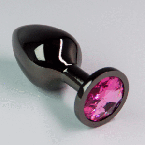 פלאג מתכת שחורה יהלום ורוד - גדול / 41.5 מ"מ