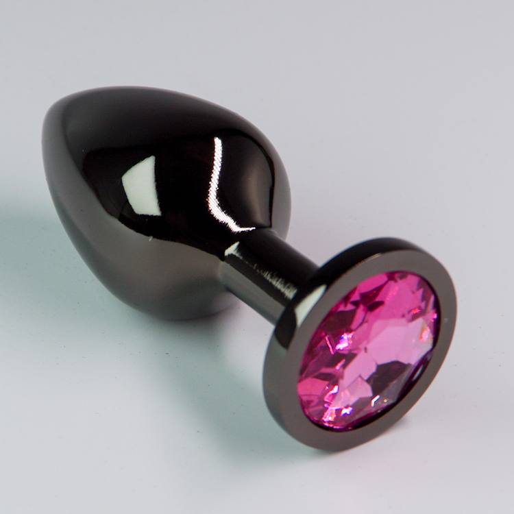 פלאג מתכת שחורה יהלום ורוד - קטן / 28 מ"מ