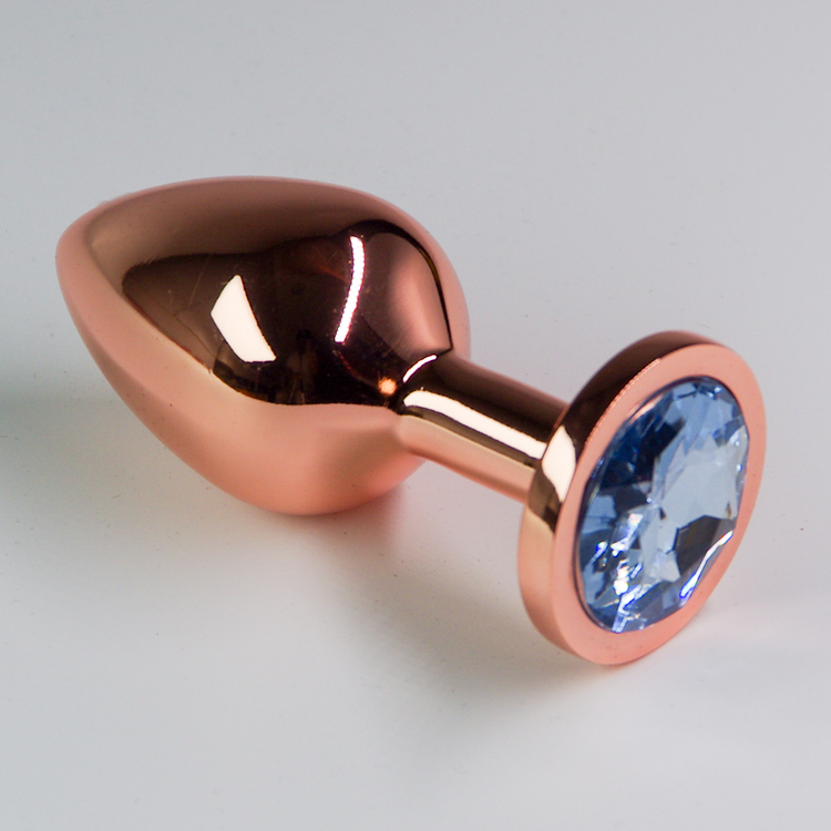 פלאג מתכת רוז גולד יהלום תכלת - קטן / 28 מ"מ