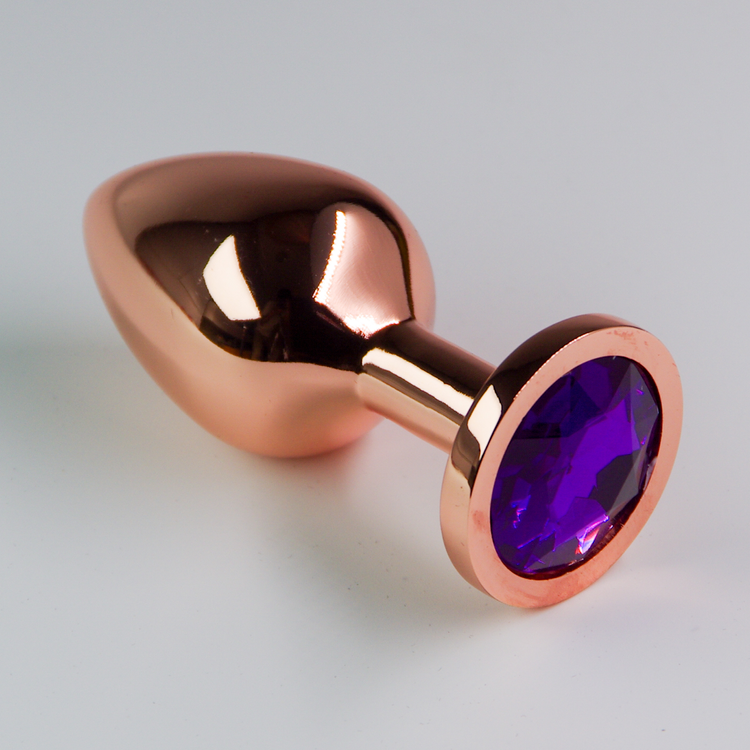 פלאג מתכת רוז גולד יהלום סגול כהה - בינוני / 35 מ"מ