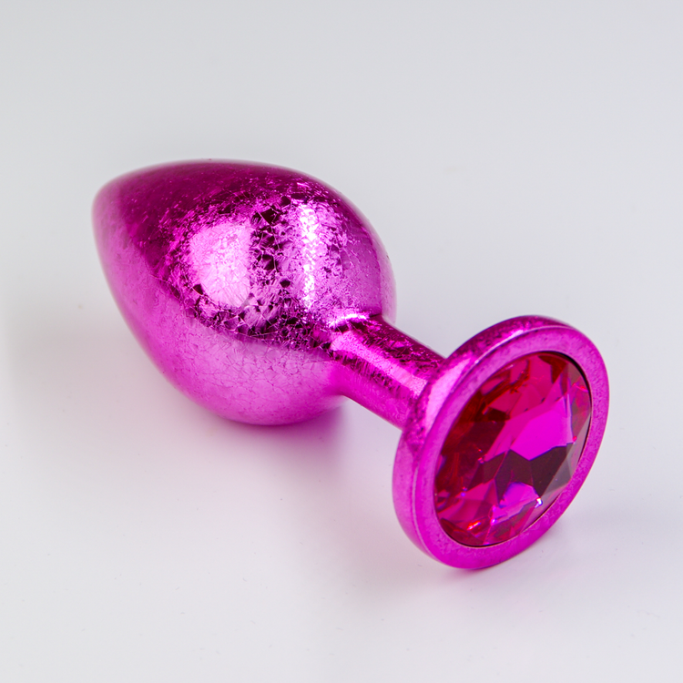 פלאג מתכת ורודה פרוסטי יהלום ורוד כהה - קטן / 28 מ"מ