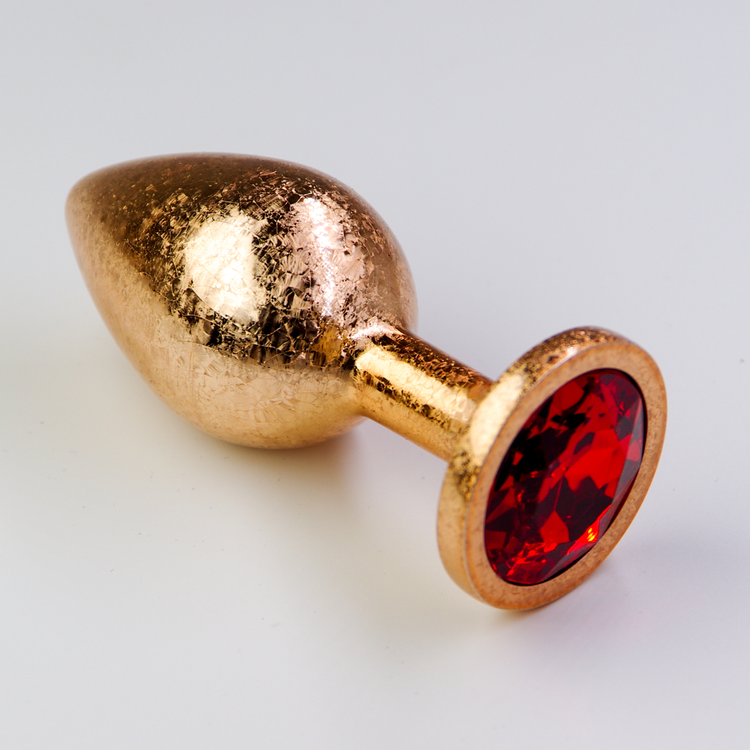 פלאג מתכת זהובה פרוסטי יהלום אדום - בינוני / 35 מ"מ