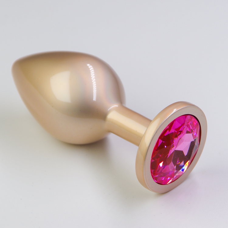 פלאג מתכת פנינה גולד יהלום ורוד - בינוני / 35 מ"מ