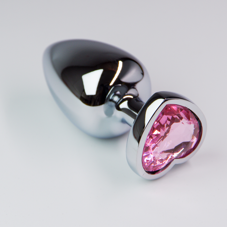 פלאג מתכת יהלום לב ורוד בייבי - גדול / 41.5 מ"מ