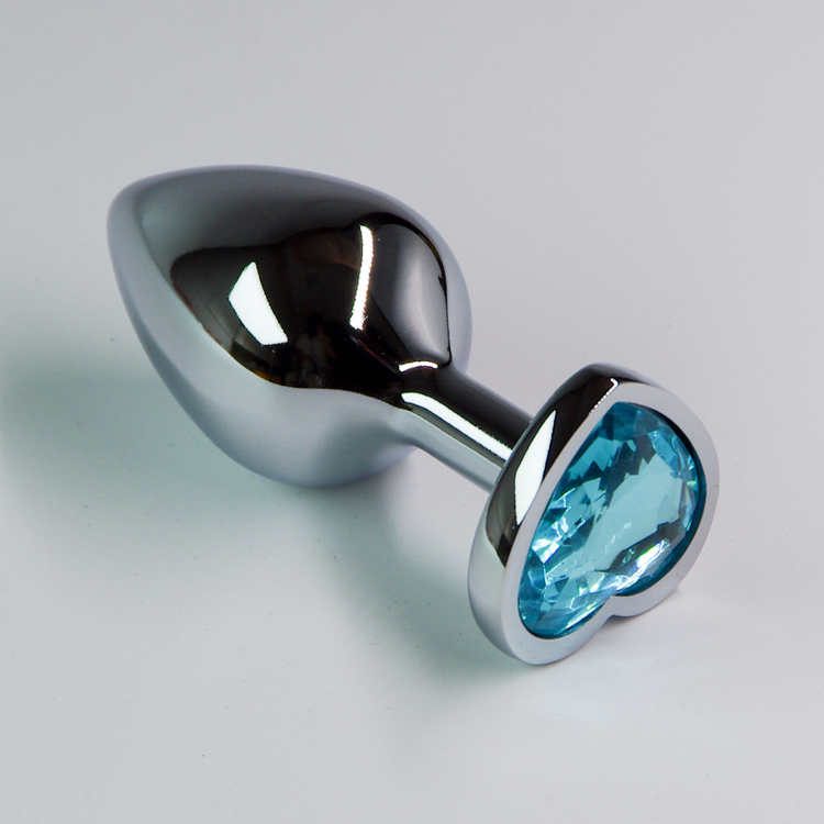 פלאג מתכת יהלום לב כחול אקווה - גדול / 41.5 מ"מ