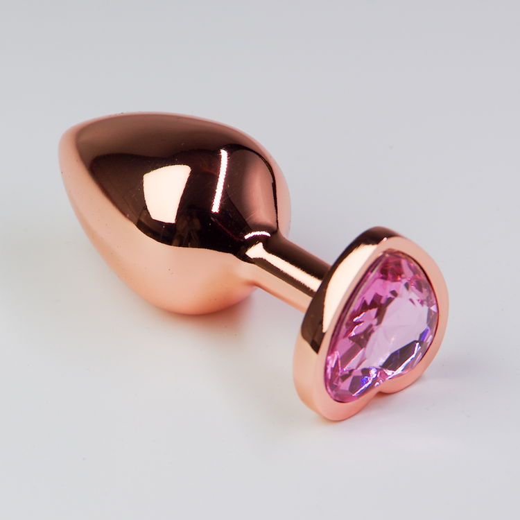 פלאג מתכת רוז גולד יהלום לב ורוד - גדול / 41.5 מ"מ