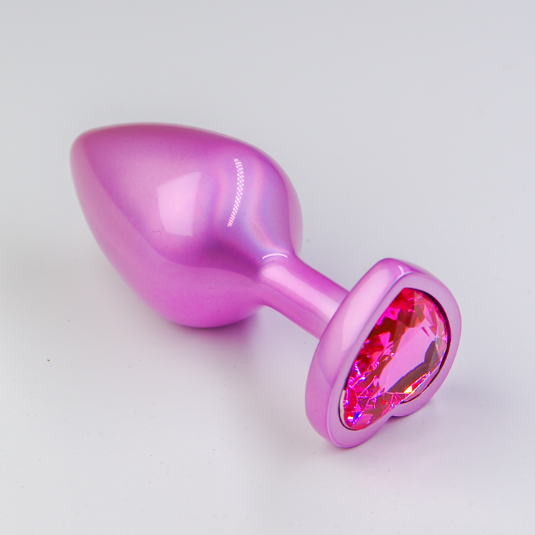 פלאג מתכת פנינה ורודה יהלום לב ורוד - גדול / 41.5 מ"מ