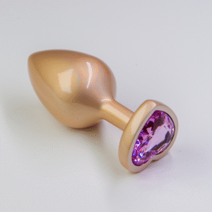 פלאג מתכת פנינה גולד יהלום לב ורוד בייבי - גדול / 41.5 מ"מ