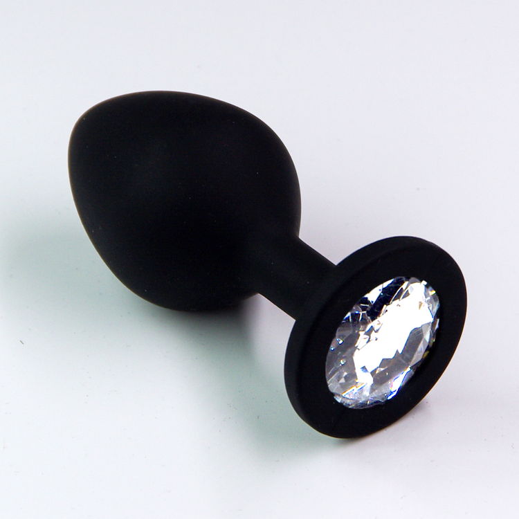 פלאג סיליקון שחור יהלום שקוף - בינוני / 34 מ"מ