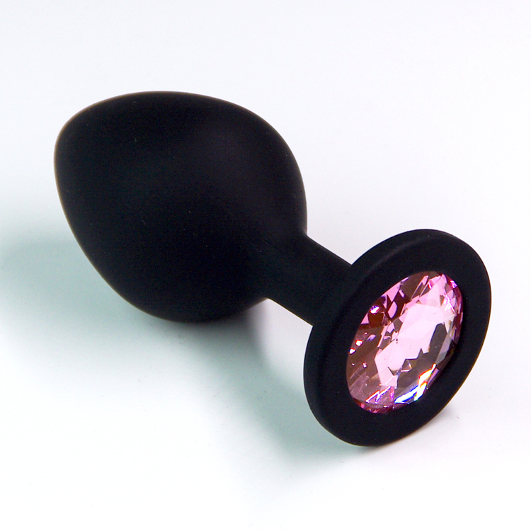 פלאג סיליקון שחור יהלום ורוד בייבי - בינוני / 34 מ"מ