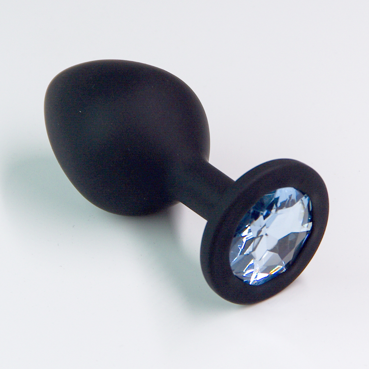 פלאג סיליקון שחור יהלום כחול אקווה - גדול / 42 מ"מ