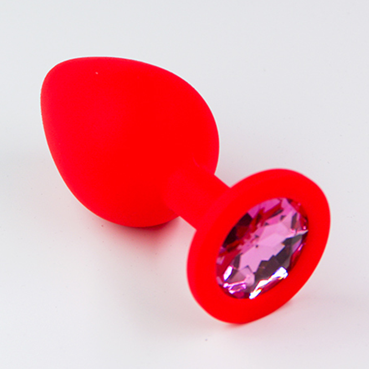 פלאג סיליקון אדום יהלום ורוד - בינוני / 34 מ"מ