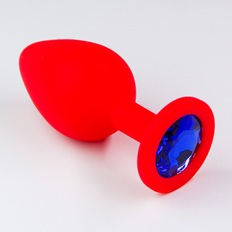 פלאג סיליקון אדום יהלום כחול כהה - בינוני / 34 מ"מ